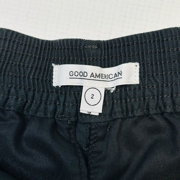 Good American A Line Drapey Trouser Short Size 2 Black 25”x4” 90s Y2K Pleated - Picture 9 of 14